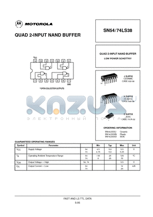 SN74LS38D datasheet - QUAD 2-INPUT NAND BUFFER