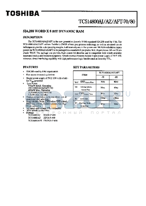 TC514800AFT-70 datasheet - 524288 WORD X 8 BIT DYNAMIC RAM