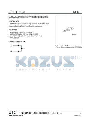 SFR1020 datasheet - ULTRA-FAST RECOVERY RECTIFIER DIODES