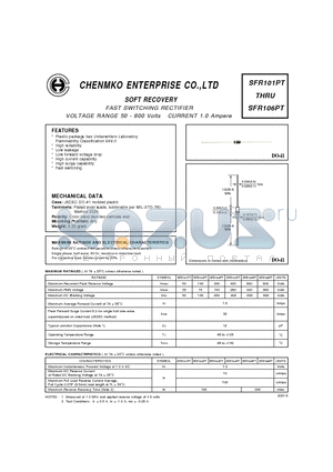 SFR102PT datasheet - FAST SWITCHING RECTIFIER