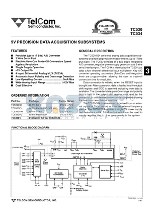 TC530COI datasheet - 5V PRECISION DATA ACQUISITION SUBSYSTEMS