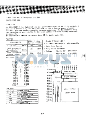 TC531001CP-12 datasheet - 1M BIT (128K WORD x 8 BIT) CMOS MASK ROM