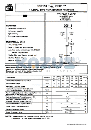 SFR151 datasheet - 1.5 AMPS. SOFT FAST RECOVERY RECTIFIERS