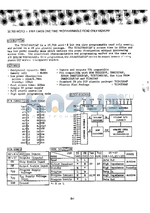 TC54256AF datasheet - 32,768 WORD x 8 BIT CMOS ONE TIME PROGRAMMABLE READ ONLY MEMORY