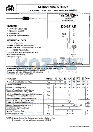 SFR301 datasheet - 3.0 AMPS. SOFT FAST RECOVERY RECTIFIERS
