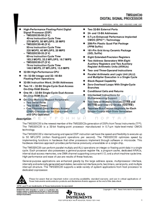 TMS320C30 datasheet - DIGITAL SIGNAL PROCESSOR