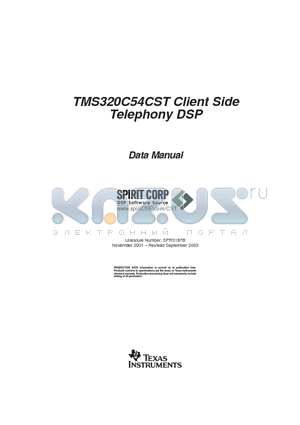 TMS320C54CST datasheet - Client Side Telephony DSP