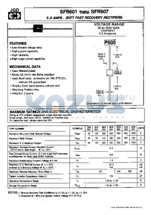 SFR601 datasheet - 6.0 AMPS. SOFT FAST RECOVERY RECTIFIERS