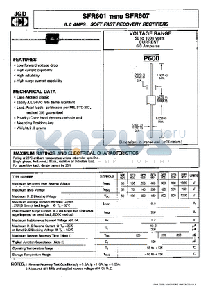 SFR603 datasheet - 6.0 AMPS. SOFT FAST RECOVERY RECTIFIERS