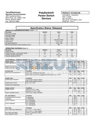 RYC8220-1M datasheet - RYC8220-4M