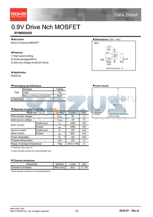 RYM002N05 datasheet - 0.9V Drive Nch MOSFET