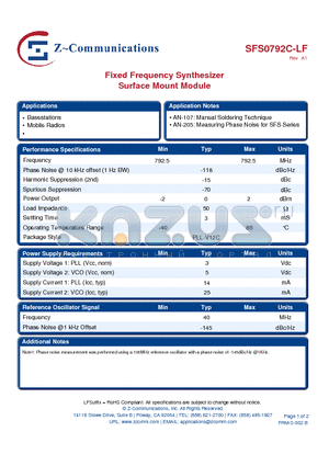 SFS0792C-LF_11 datasheet - SFS0792C-LF