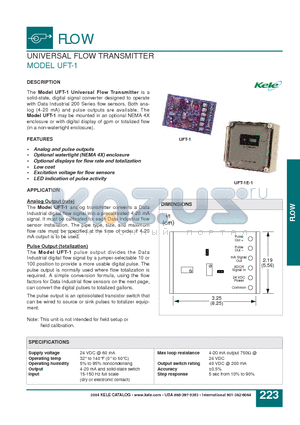 UFT-1AE-2 datasheet - UNIVERSAL FLOW TRANSMITTER