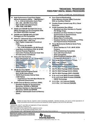 TMS320C6202B datasheet - FIXED-POINT DIGITAL SIGNAL PROCESSORS