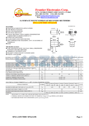 SFS1G-LFR datasheet - 1A SURFACE MOUNT SUPER FAST RECOVERY RECTIFIERS