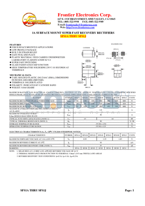 SFS1J datasheet - 1A SURFACE MOUNT SUPER FAST RECOVERY RECTIFIERS