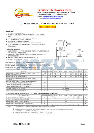 SFS2G datasheet - 2A SUPER FAST RECOVERY SURFACE MOUNT RECTIFIER