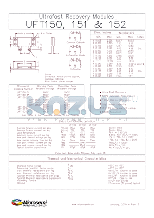 UFT15015 datasheet - Ultrafast Recovery Modules