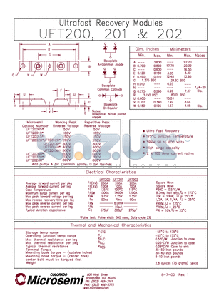 UFT20005 datasheet - ULTRA FAST RECOVERY MODULES