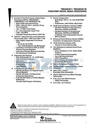 TMS320C6211GDP167 datasheet - FIXED-POINT DIGITAL SIGNAL PROCESSORS