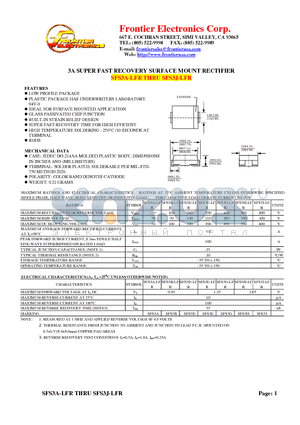 SFS3A-LFR datasheet - 3A SUPER FAST RECOVERY SURFACE MOUNT RECTIFIER