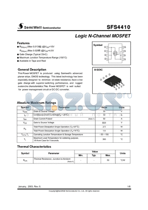 SFS4410 datasheet - Logic N-Channel MOSFET