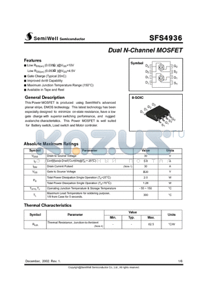 SFS4936 datasheet - Dual N-Channel MOSFET