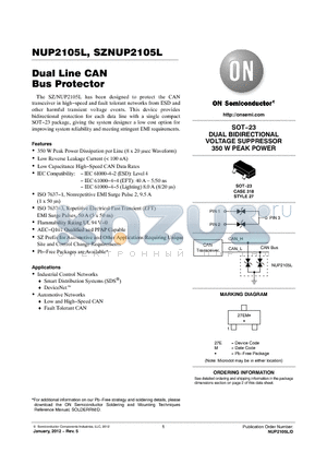 SZNUP2105LT1G datasheet - Dual Line CAN Bus Protector