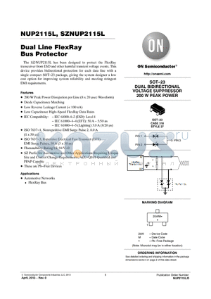 SZNUP2115LT1G datasheet - Dual Line FlexRay Bus Protector