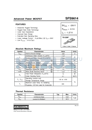 SFS9614 datasheet - Advanced Power MOSFET