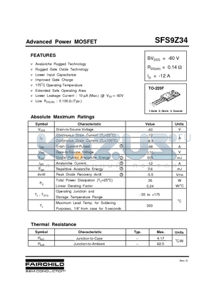 SFS9Z34 datasheet - Advanced Power MOSFET