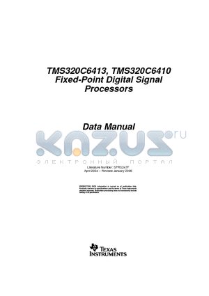 TMS320C6410ZTSA400 datasheet - Fixed-Point Digital Signal Processors