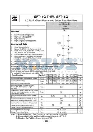 SFT11G datasheet - 1.0 AMP. Glass Passivated Super Fast Rectifiers