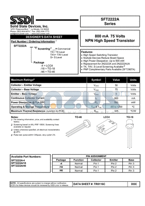 SFT2222A-4 datasheet - NPN High Speed Transistor