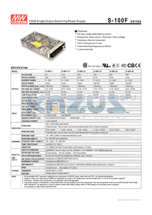 S-100F_10 datasheet - 100W Single Output Switching Power Supply