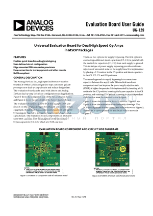 UG-129 datasheet - Universal Evaluation Board for Dual High Speed Op Amps in MSOP Packages