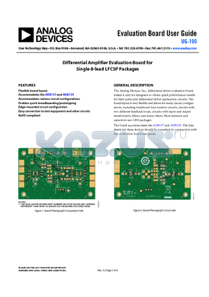UG-190 datasheet - Differential Amplifier Evaluation Board for Single 8-lead LFCSP Packages