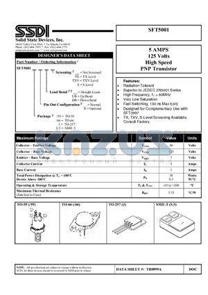 SFT5001J datasheet - High Speed PNP Transistor