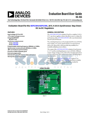 UG-466 datasheet - Evaluation Board for the ADP2384/ADP2386, 20 V, 4 A/6 A Synchronous Step-Down DC-to-DC Regulators