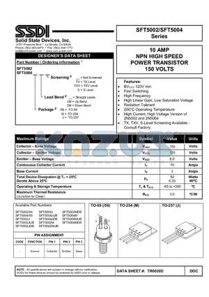 SFT5002_1 datasheet - NPN HIGH SPEED POWER TRANSISTOR