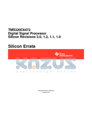 TMS320C6472 datasheet - Digital Signal Processor Silicon Revisions 2.0 1.2 1.1 1.0