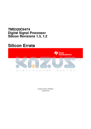 TMS320C6474 datasheet - Digital Signal Processor Silicon Revisions 1.3, 1.2