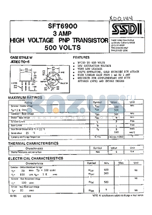 SFT6900 datasheet - 3 AMP HIGH VOLTAGE PNP TRANSISTOR 500 VOLTS