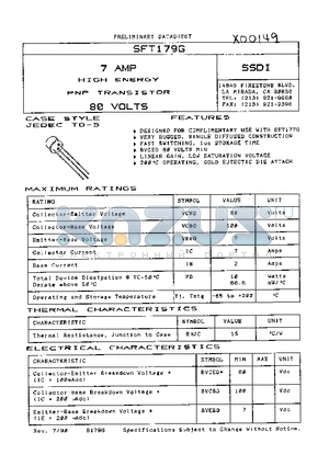 SFT79G datasheet - 5 AMP HIGH ENERGY PNP TRANSISTOR 80 VOLTS