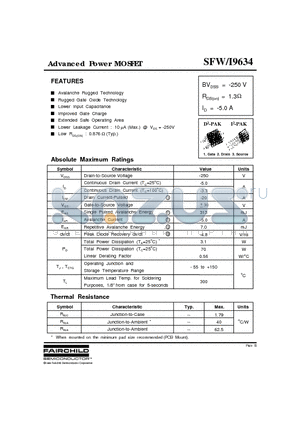 SFW9634 datasheet - Advanced Power MOSFET