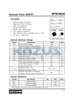 SFWI9520 datasheet - Advanced Power MOSFET