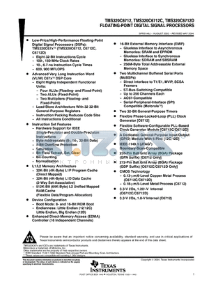 TMS320C6712D datasheet - FLOATING-POINT DIGITAL SIGNAL PROCESSORS