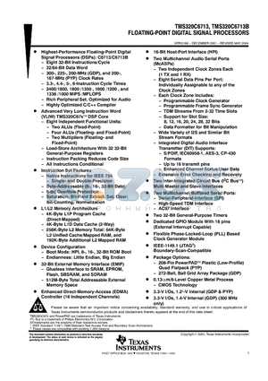 TMS320C6713BGDP225 datasheet - FLOATING-POINT DIGITAL SIGNAL PROCESSORS