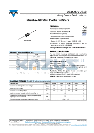UG4A_11 datasheet - Miniature Ultrafast Plastic Rectifiers