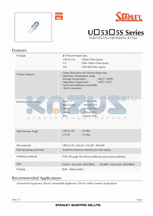 UG5305S datasheet - Single Color Ultra High Brightness v5 Type